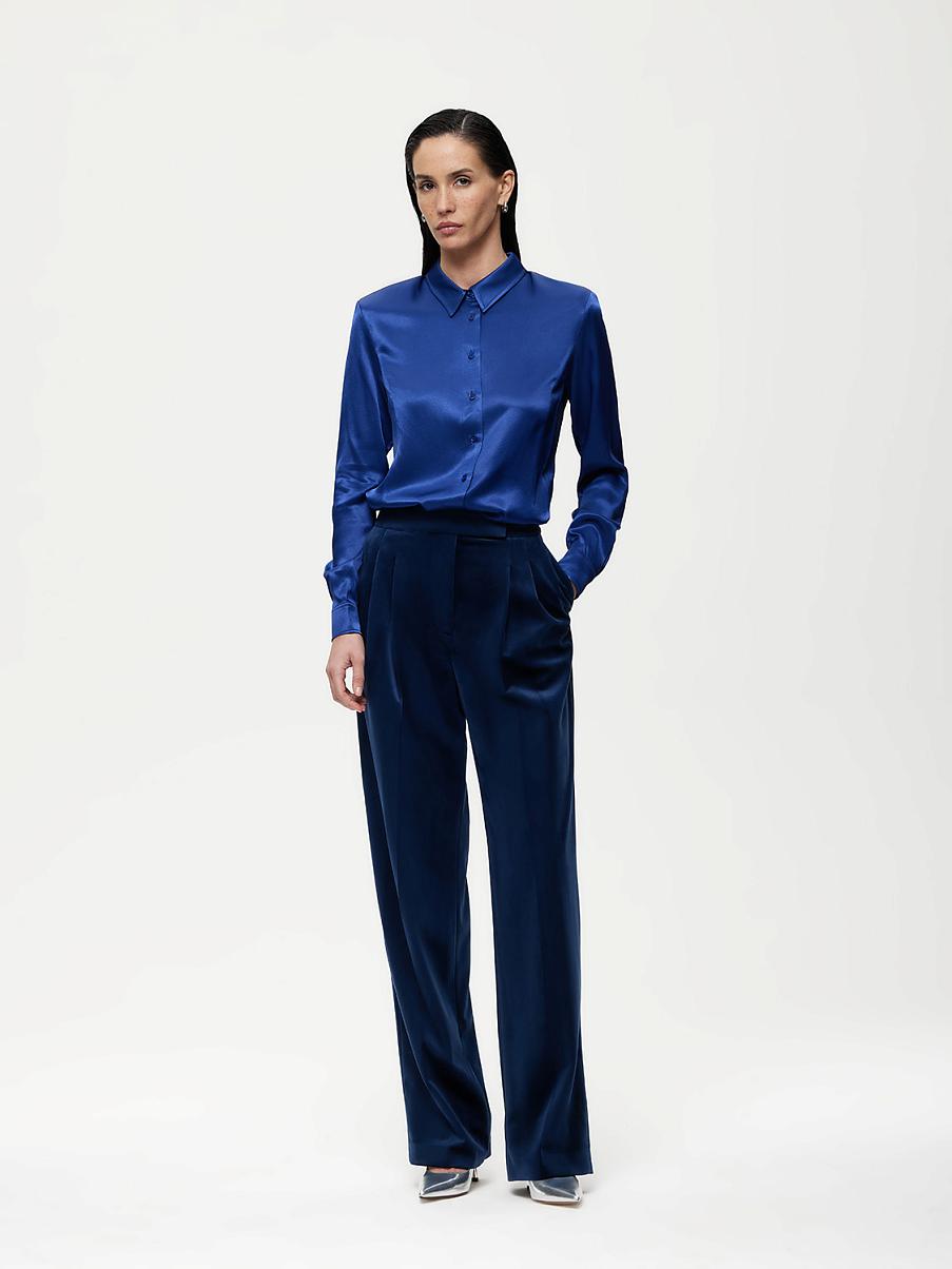 Атласная рубашка прямого кроя