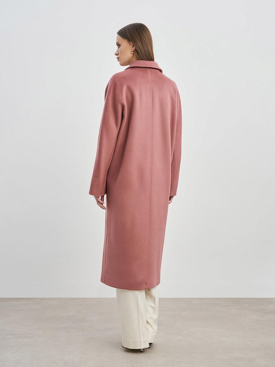 Двубортное пальто из шерсти с шелком