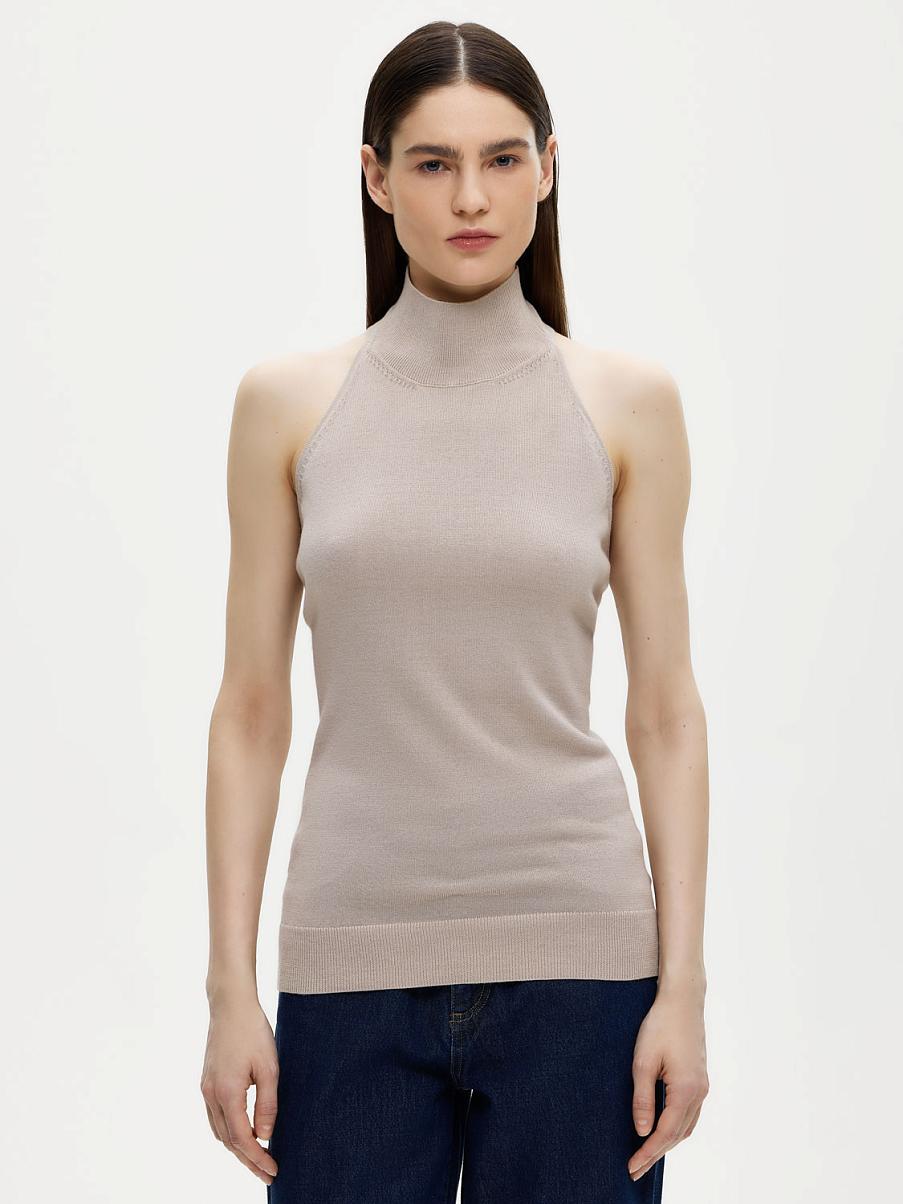 Топ халтер из шерсти с открытой спиной