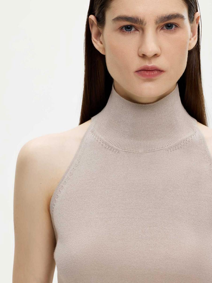 Топ халтер из шерсти с открытой спиной