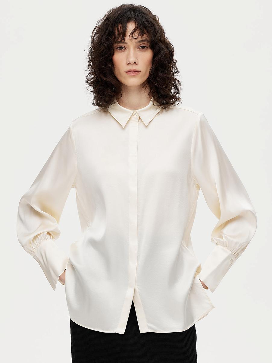 Атласная рубашка прямого кроя