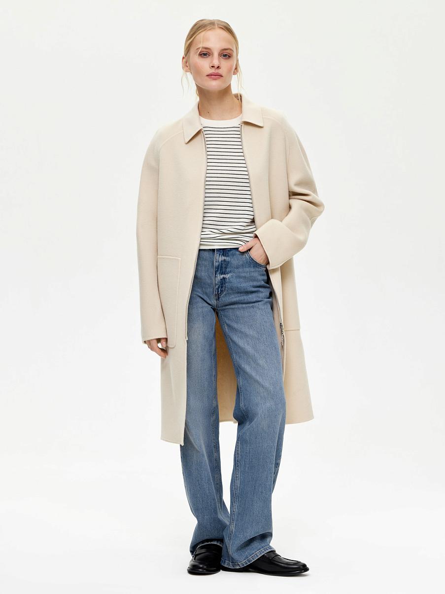 Пальто прямого кроя из шерсти мериноса