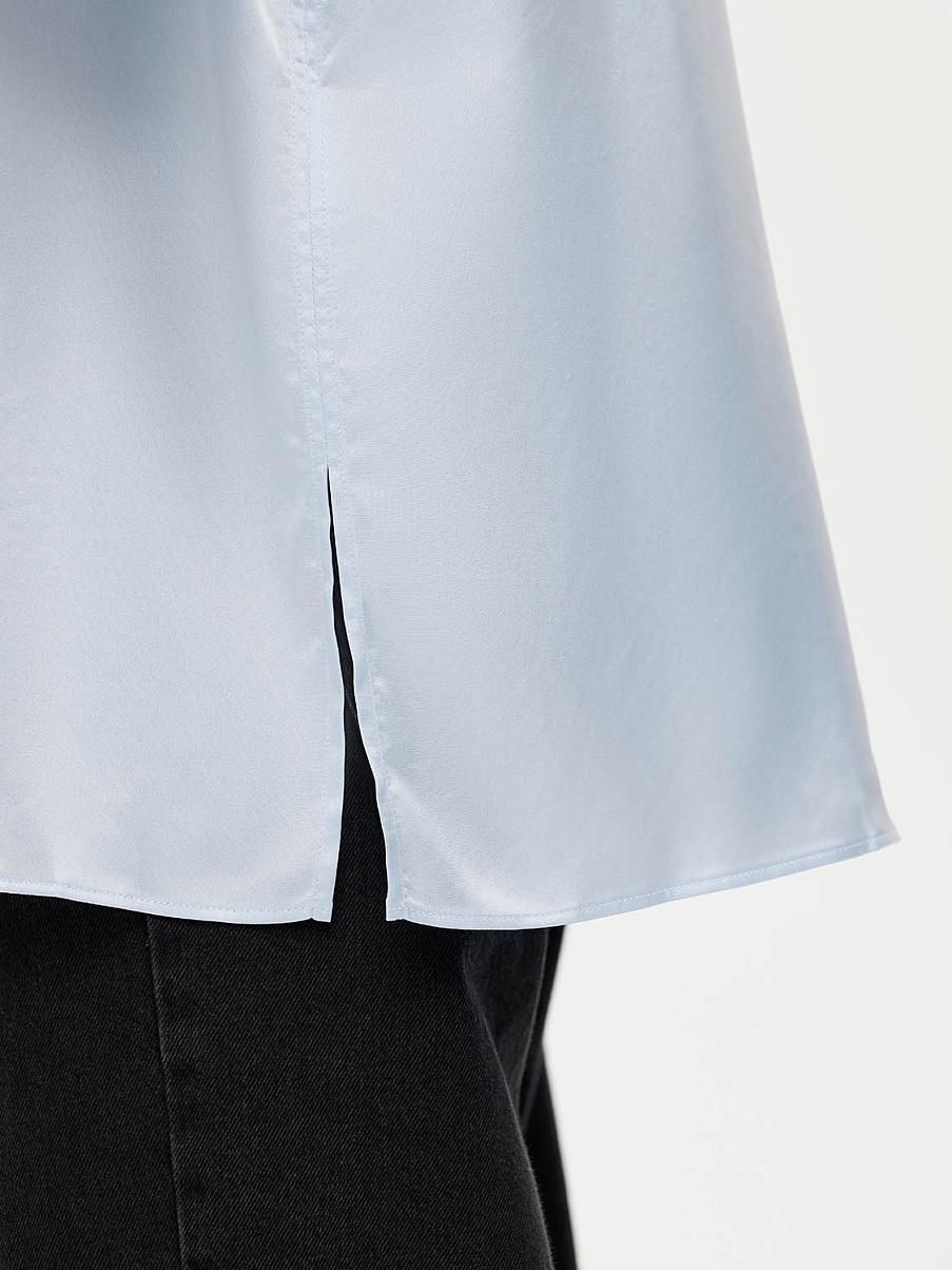 Атласная рубашка прямого кроя