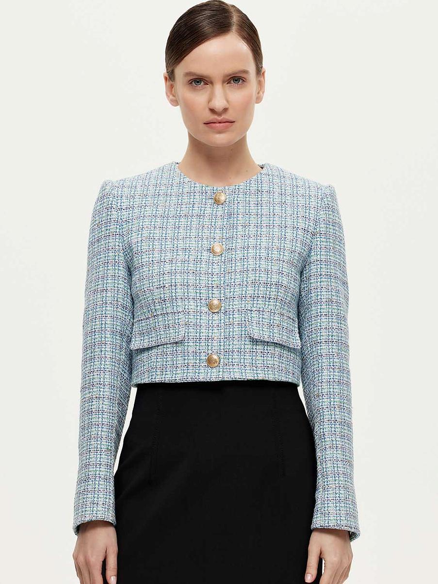 Укороченный твидовый жакет