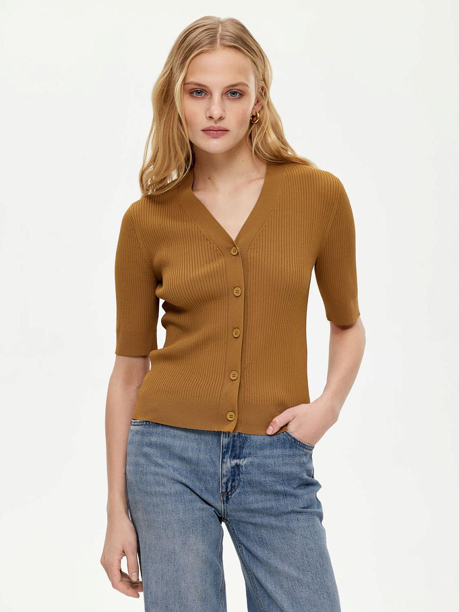 Трикотажная блуза в рубчик