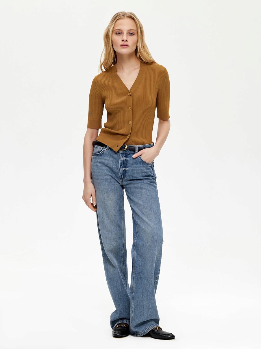 Трикотажная блуза в рубчик