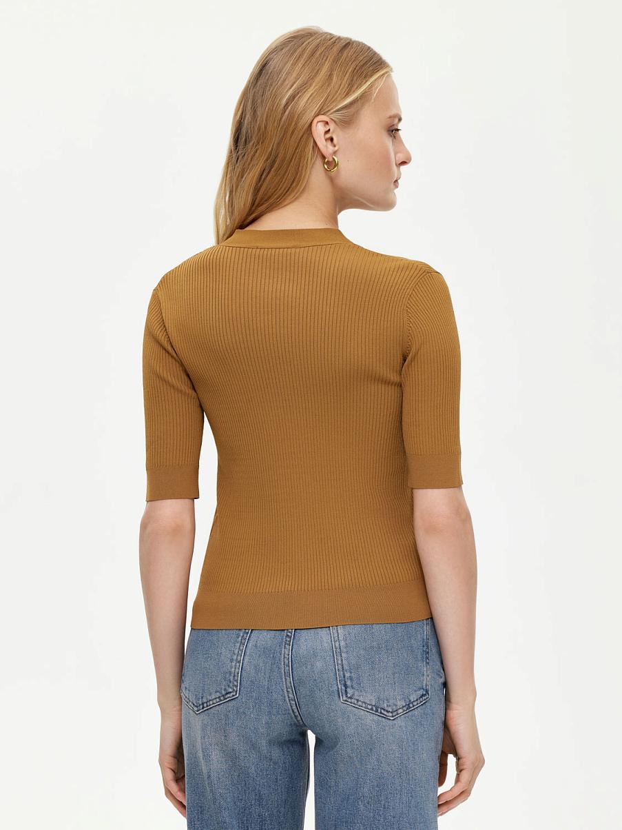 Трикотажная блуза в рубчик