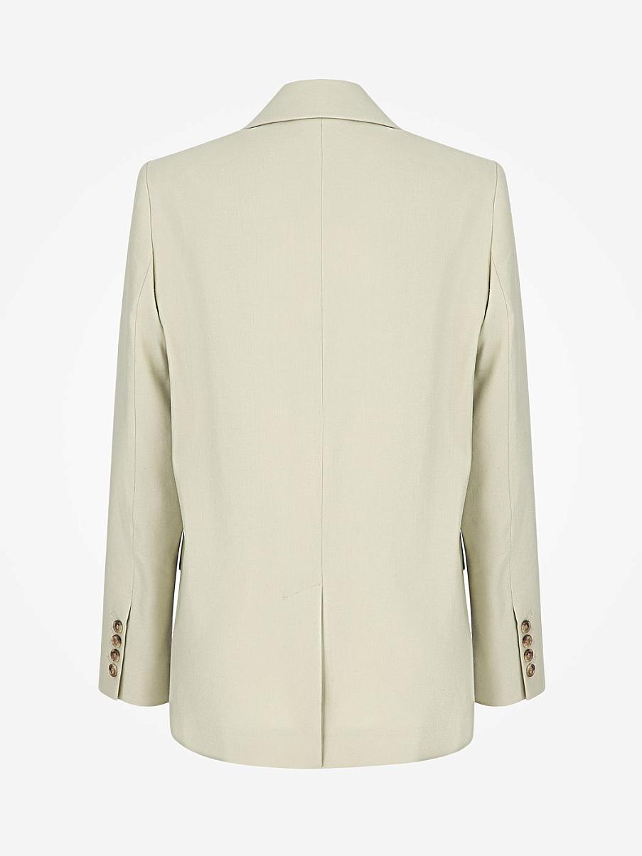 Двубортный прямой жакет изо льна