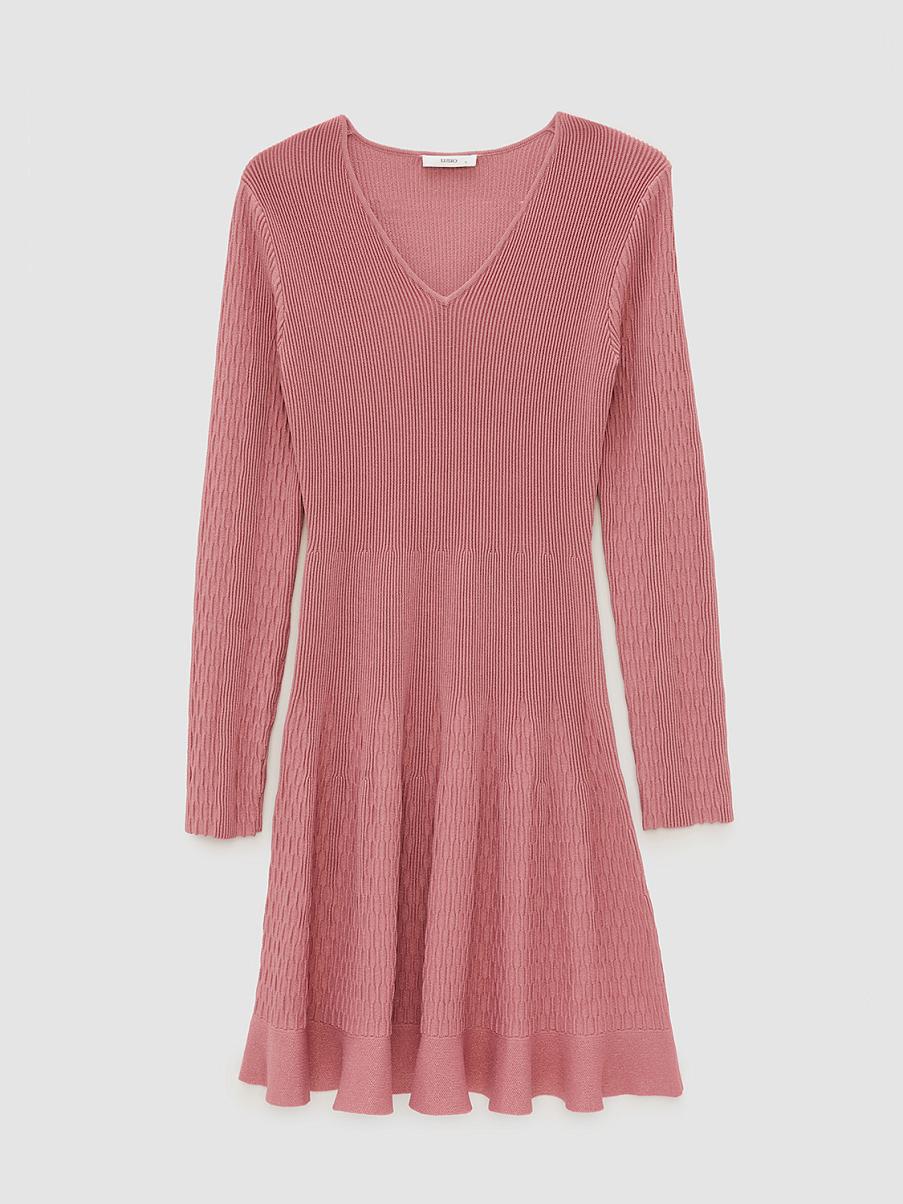 Платье мини в рубчик с люрексом