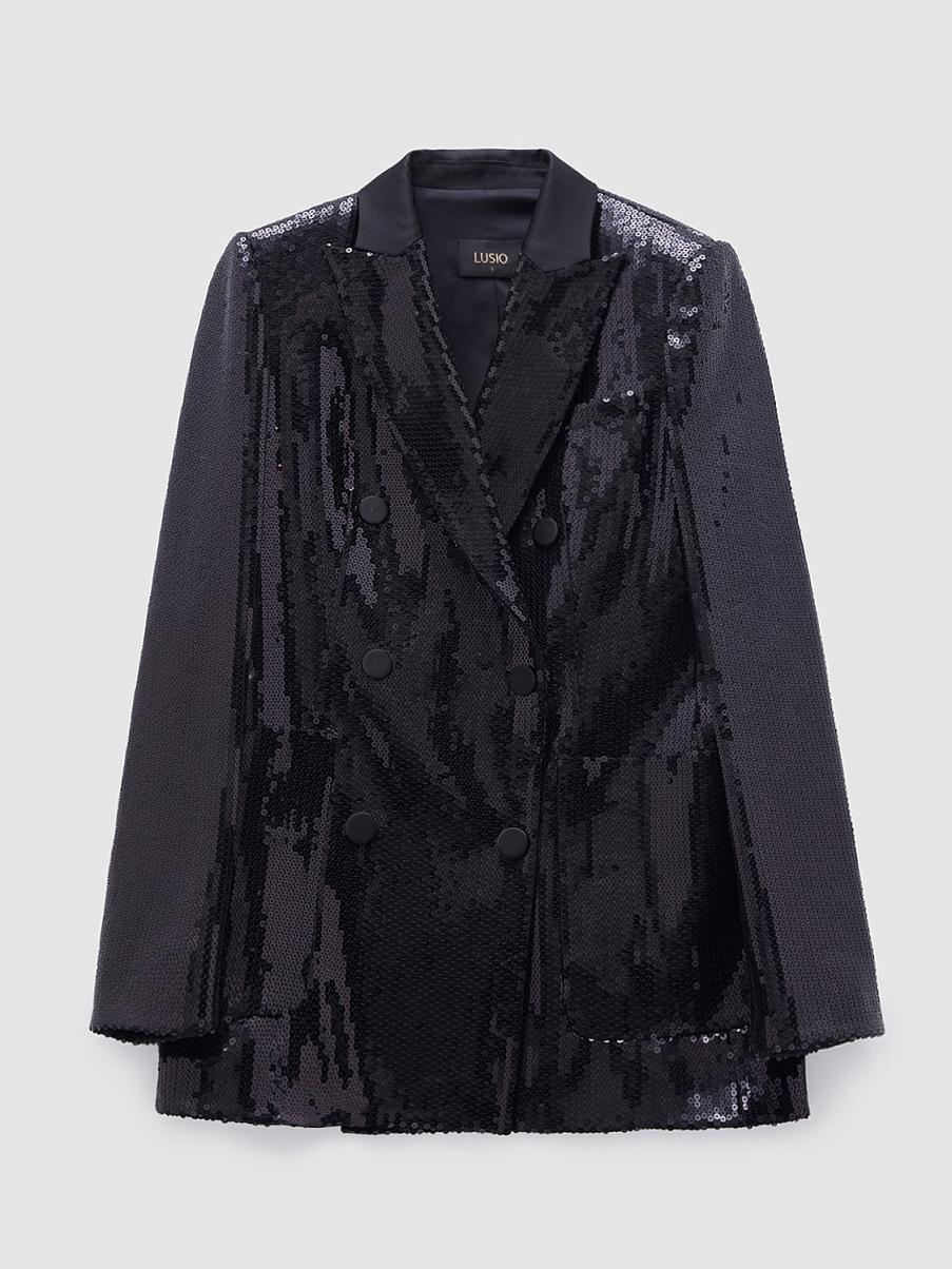 Двубортный жакет расшитый пайетками