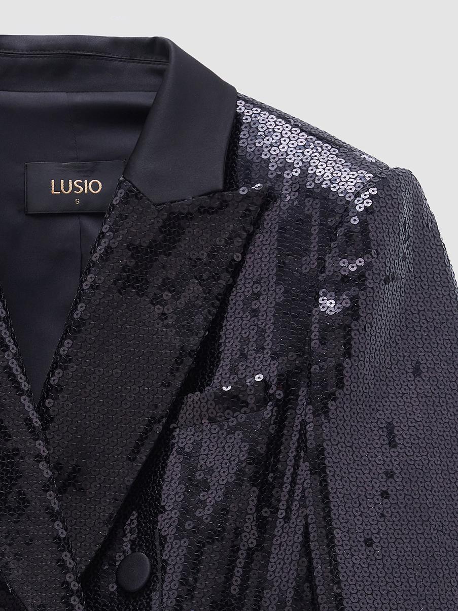 Двубортный жакет расшитый пайетками