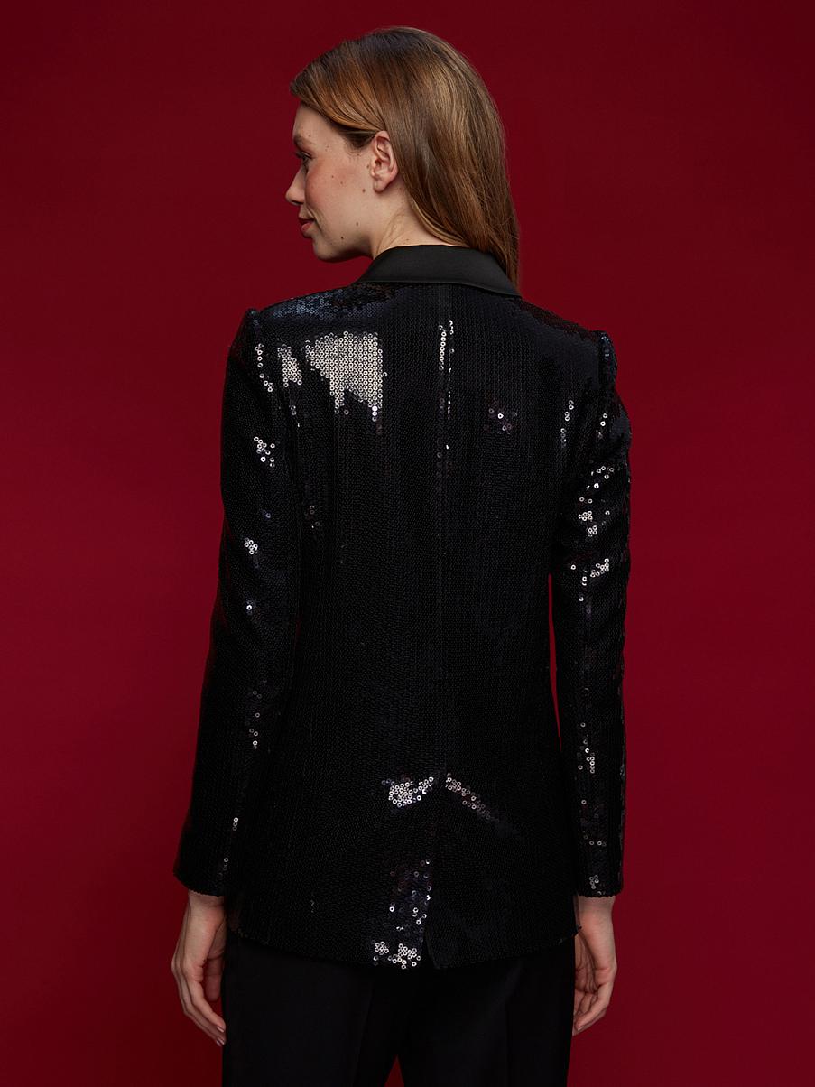 Двубортный жакет расшитый пайетками
