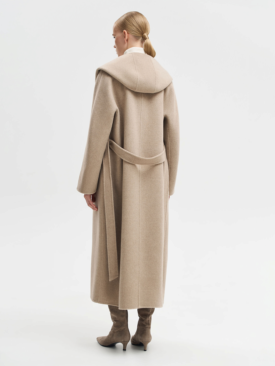 Пальто с капюшоном из кашемира