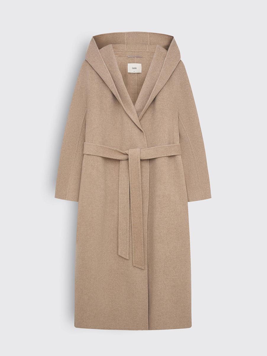 Пальто с капюшоном из кашемира