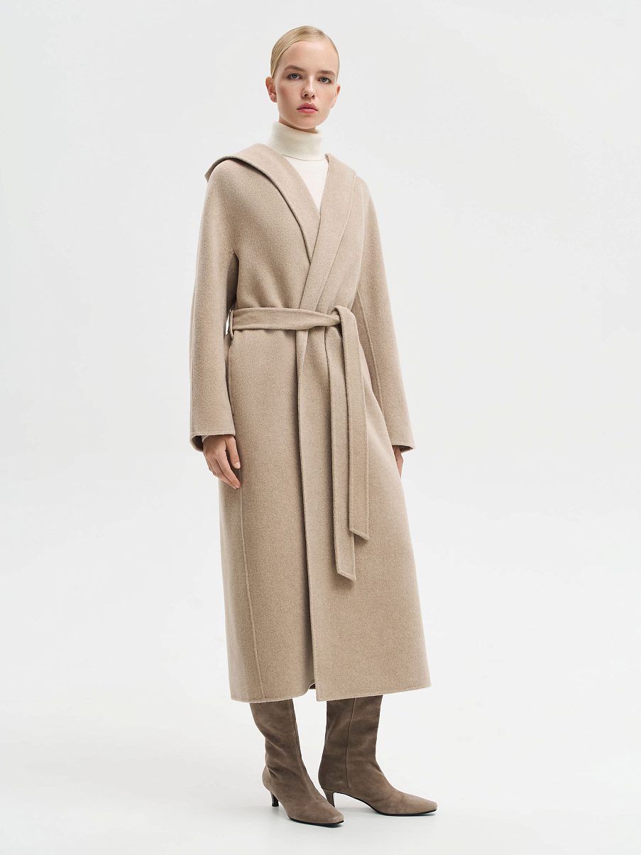 Пальто с капюшоном из кашемира