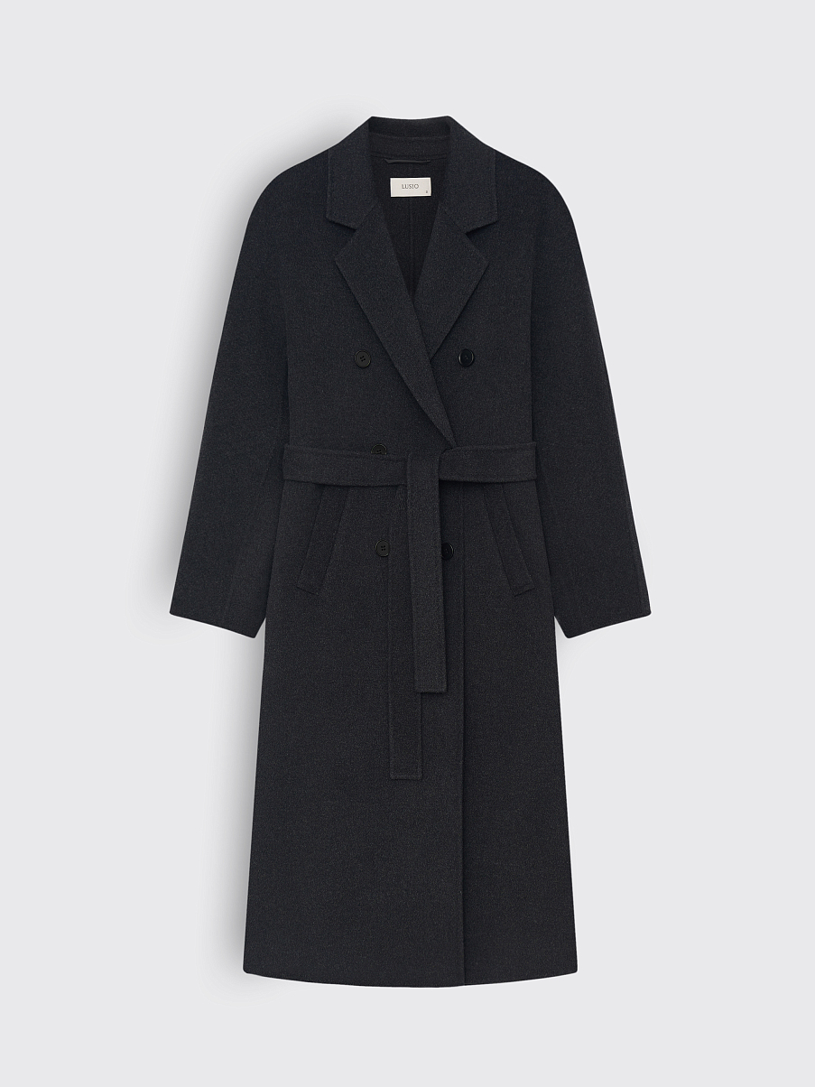 Шерстяное двубортное пальто