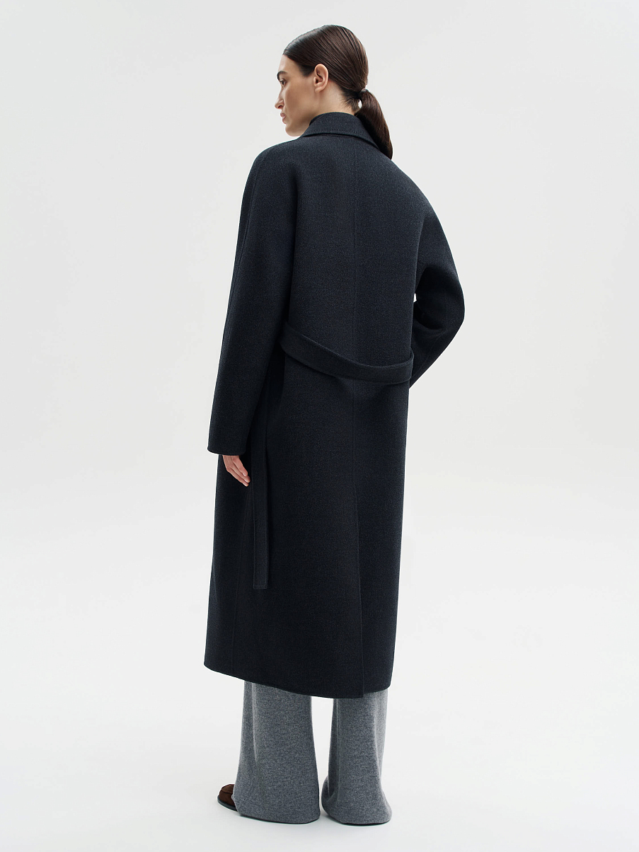 Шерстяное двубортное пальто