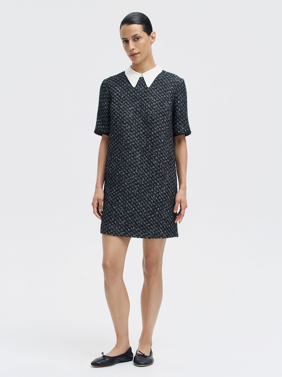 Платье мини с воротником