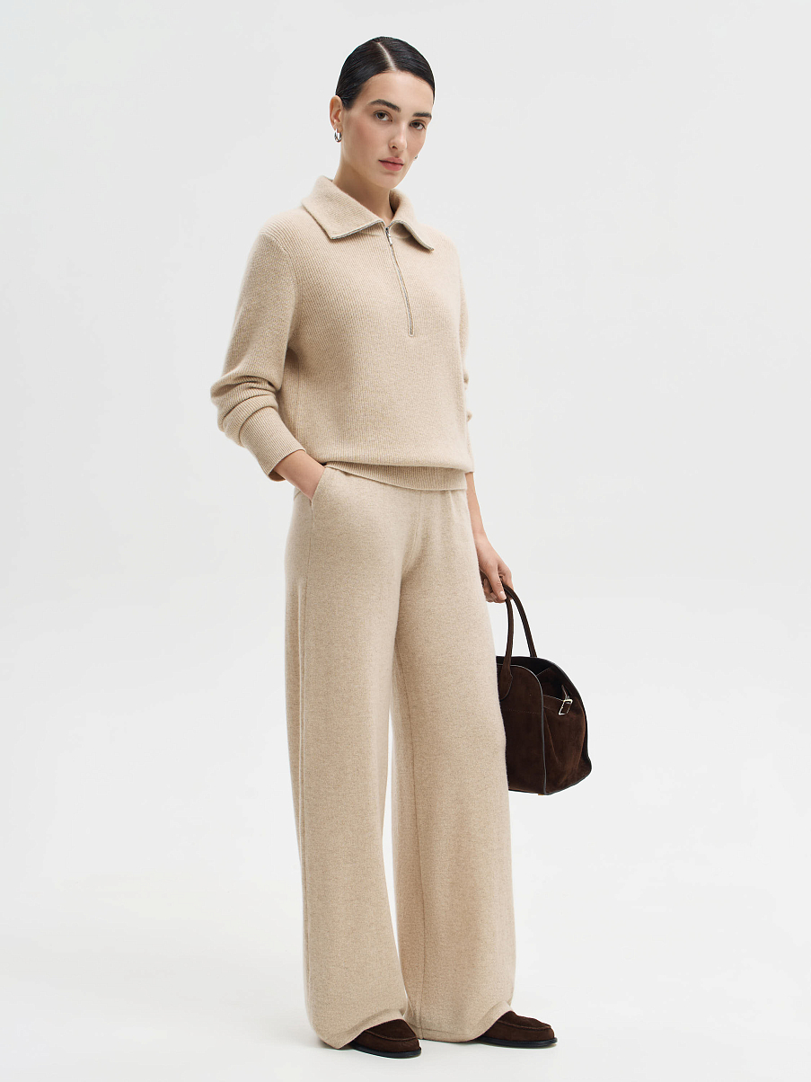 Брюки широкие из кашемира