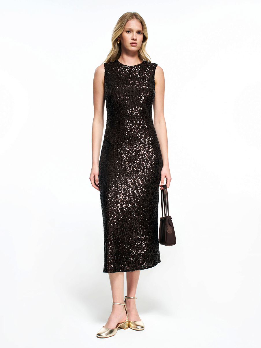 Платье миди с пайетками