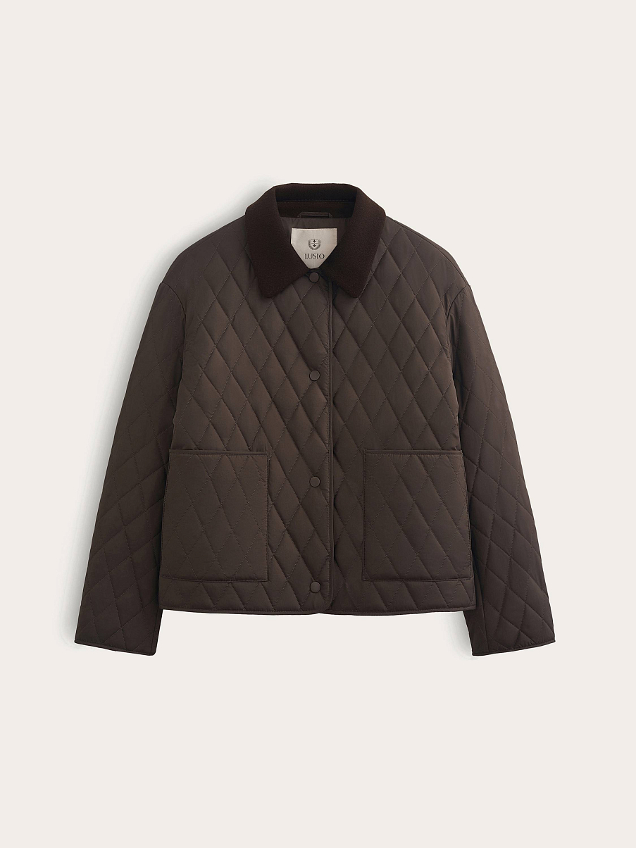 Куртка стеганая с воротником из шерсти