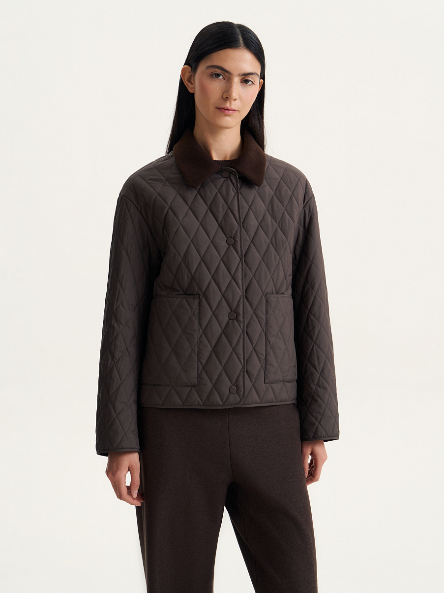 Куртка стеганая с воротником из шерсти