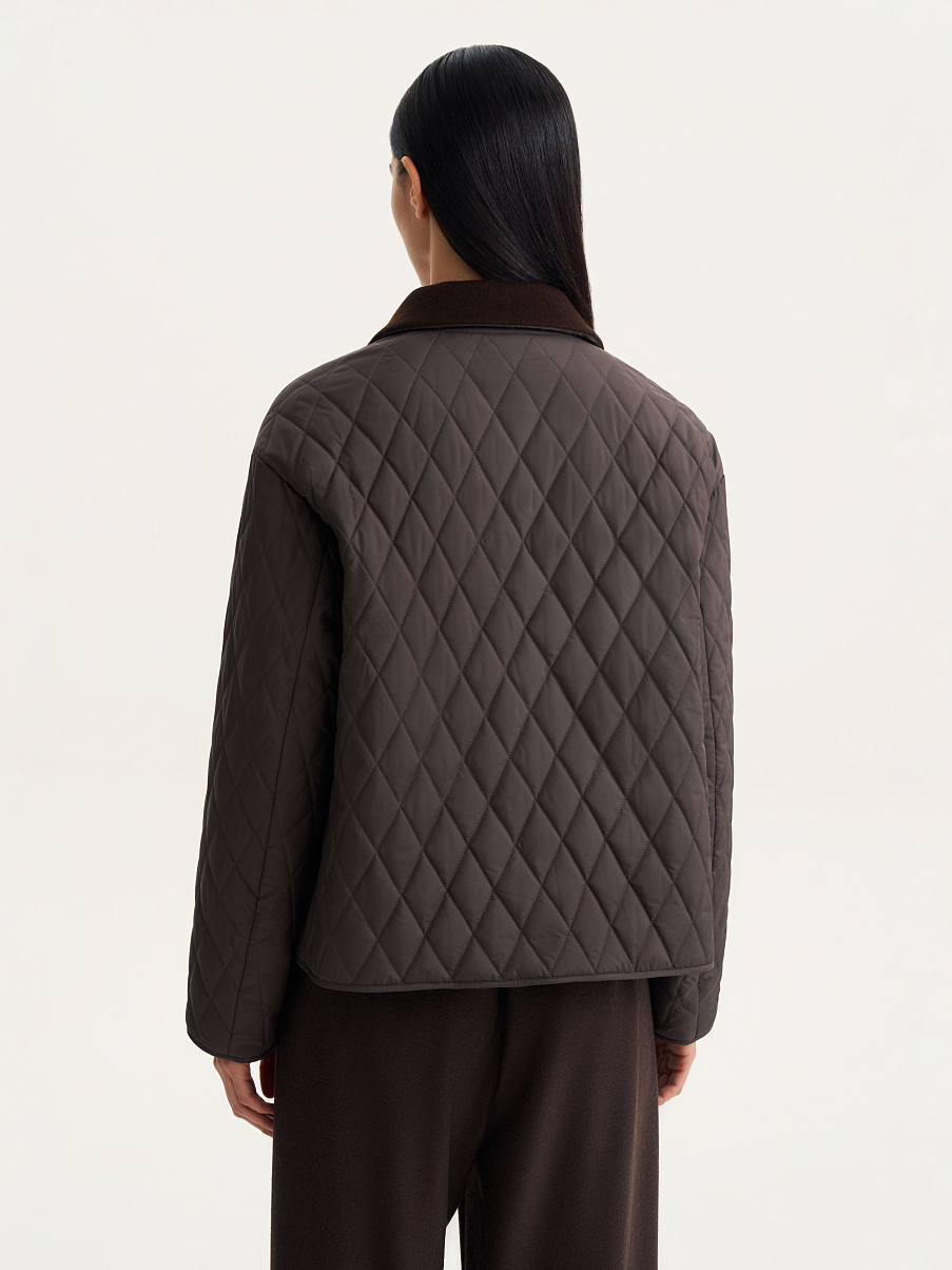 Куртка стеганая с воротником из шерсти