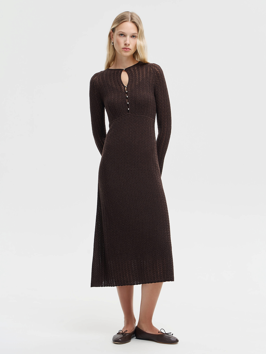 Платье ажурной вязки из мериноса
