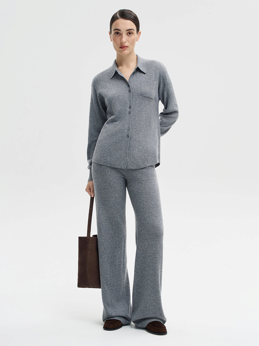 Брюки прямые из шерсти с кашемиром