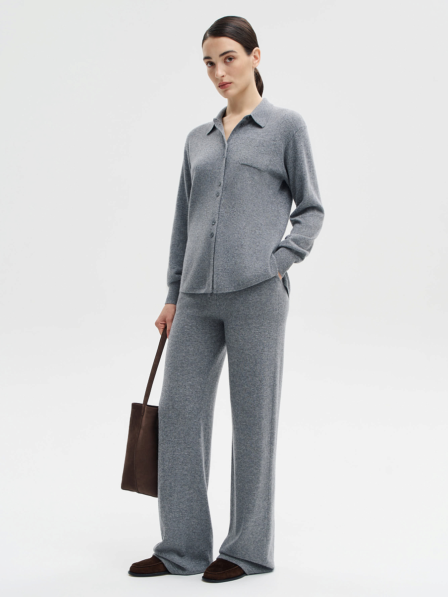 Брюки прямые из шерсти с кашемиром