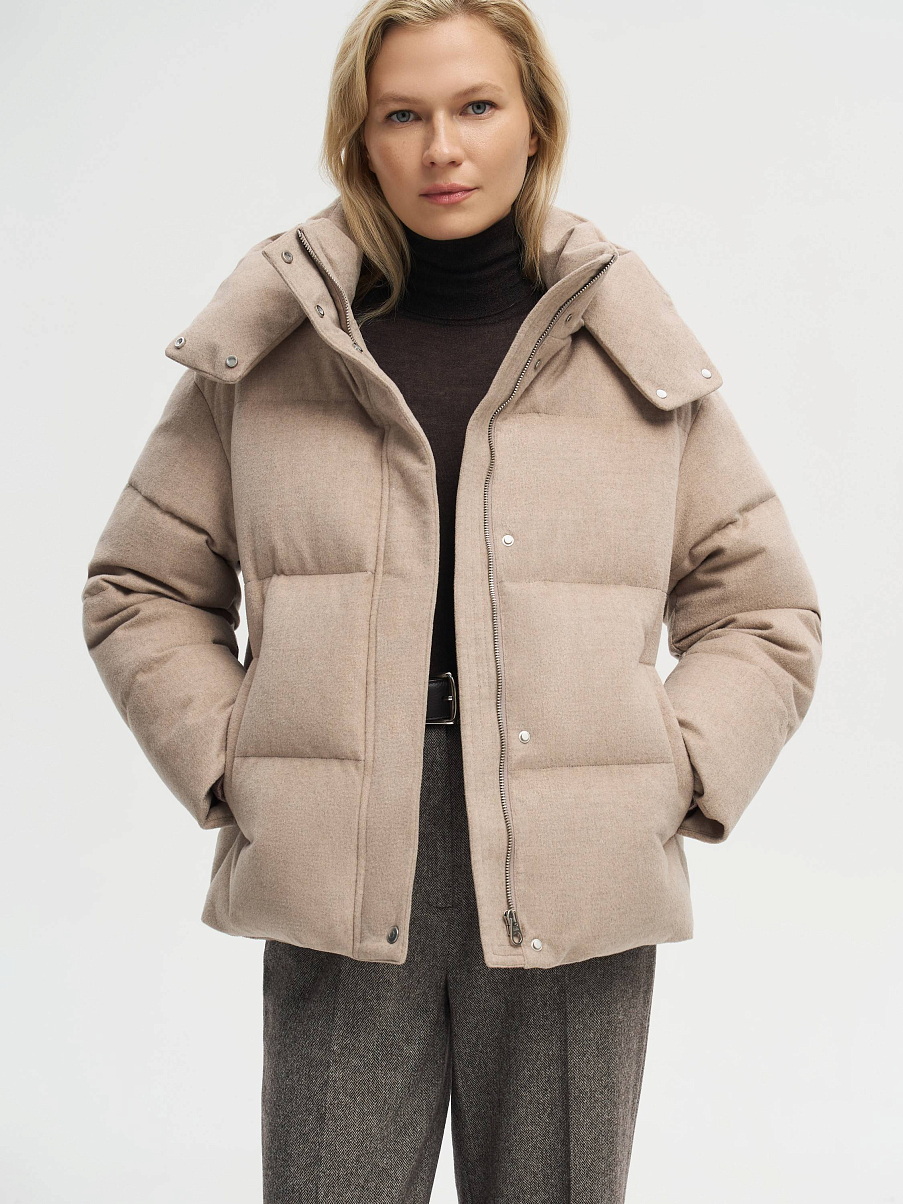 Пуховик из шерсти мериноса и шелка