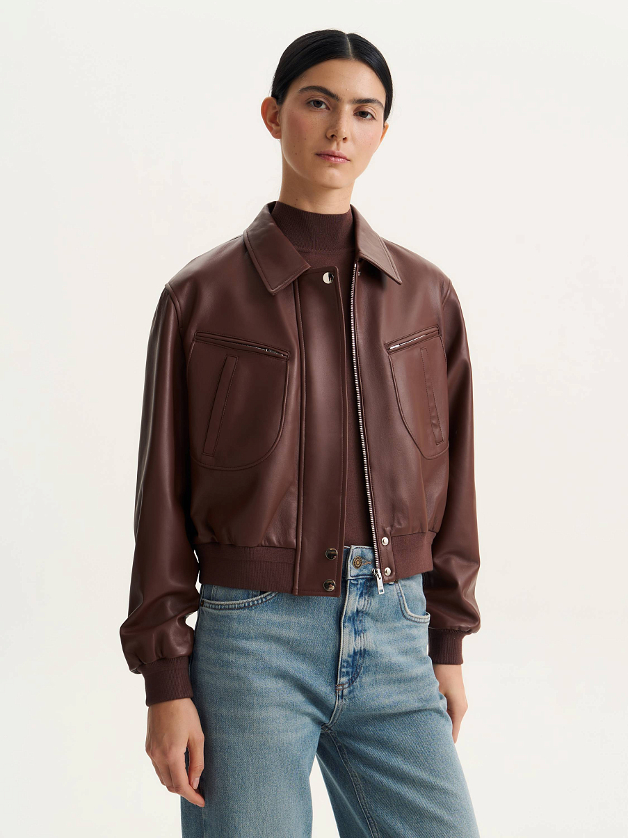 Куртка-бомбер из кожи