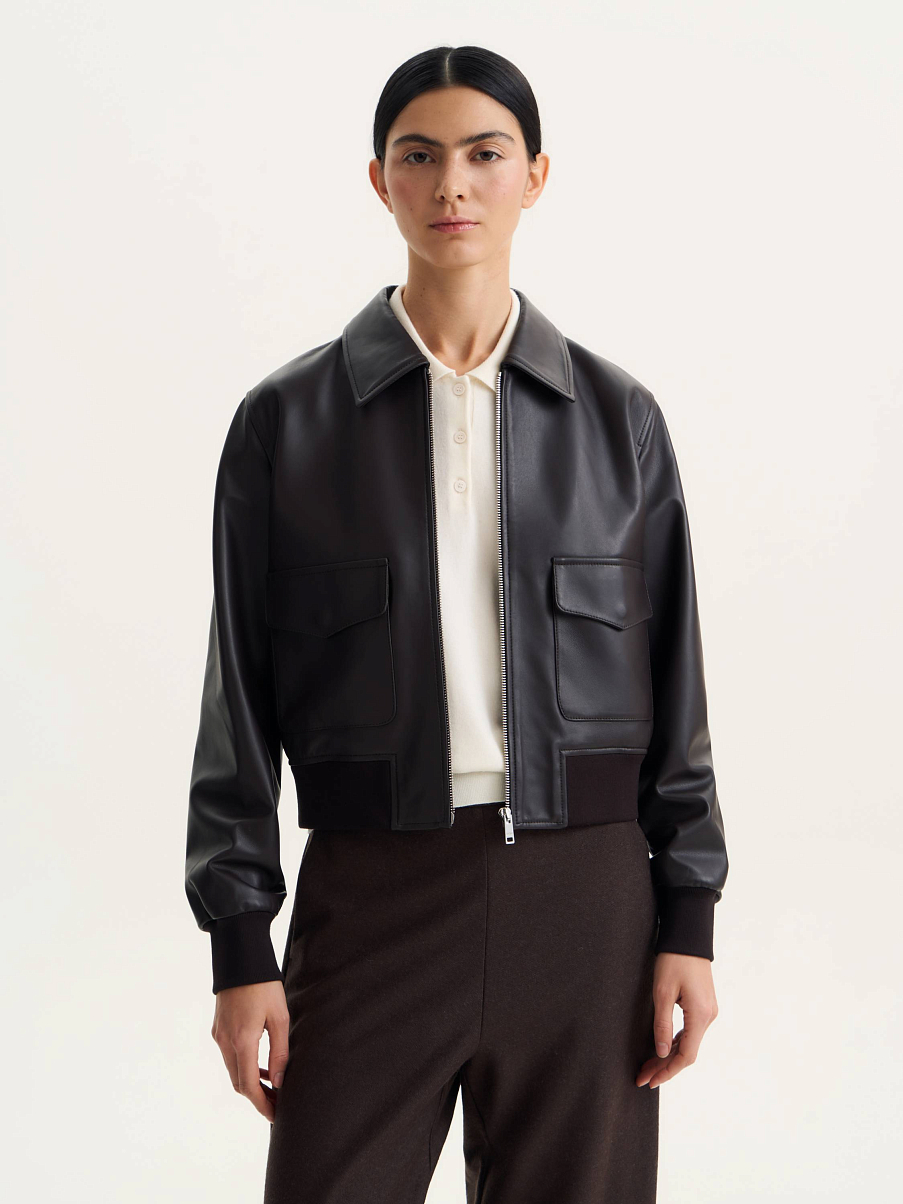 Куртка-бомбер из кожи