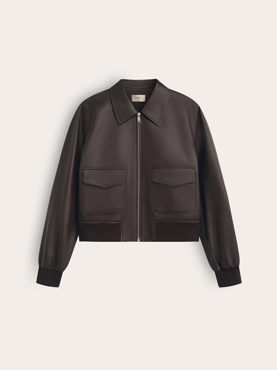 Куртка-бомбер из кожи