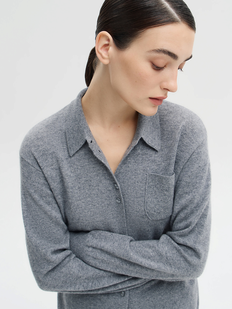 Джемпер-рубашка из шерсти с кашемиром
