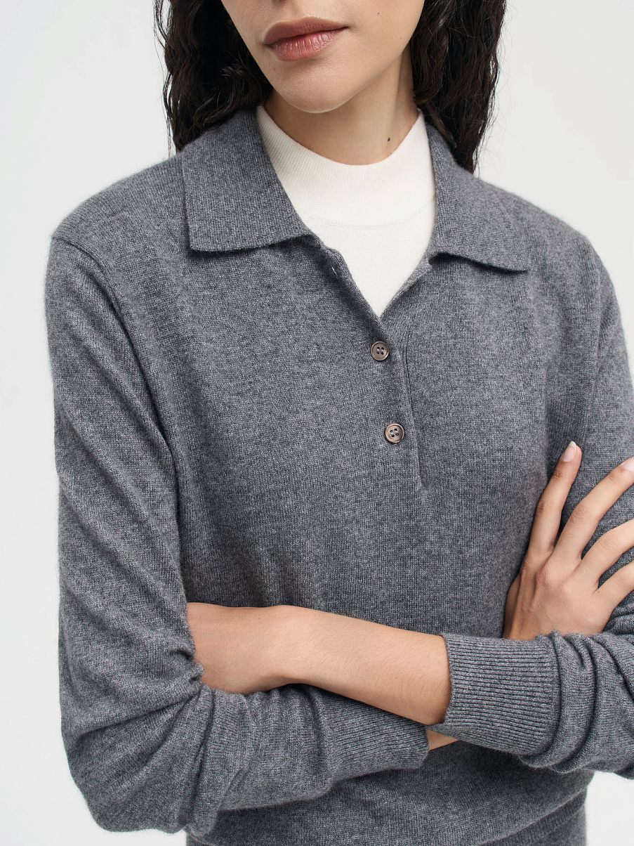 Джемпер-поло из шерсти с кашемиром