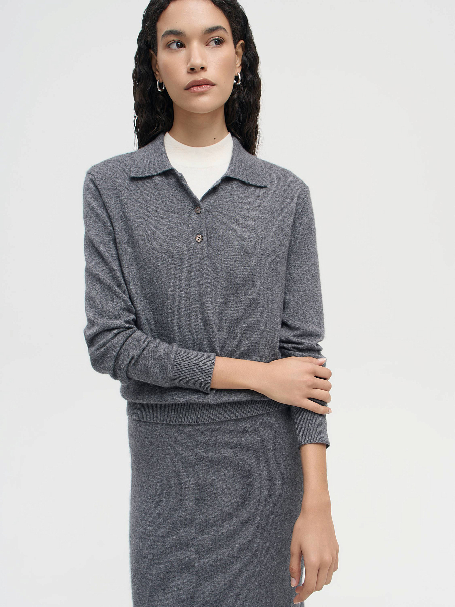 Джемпер-поло из шерсти с кашемиром