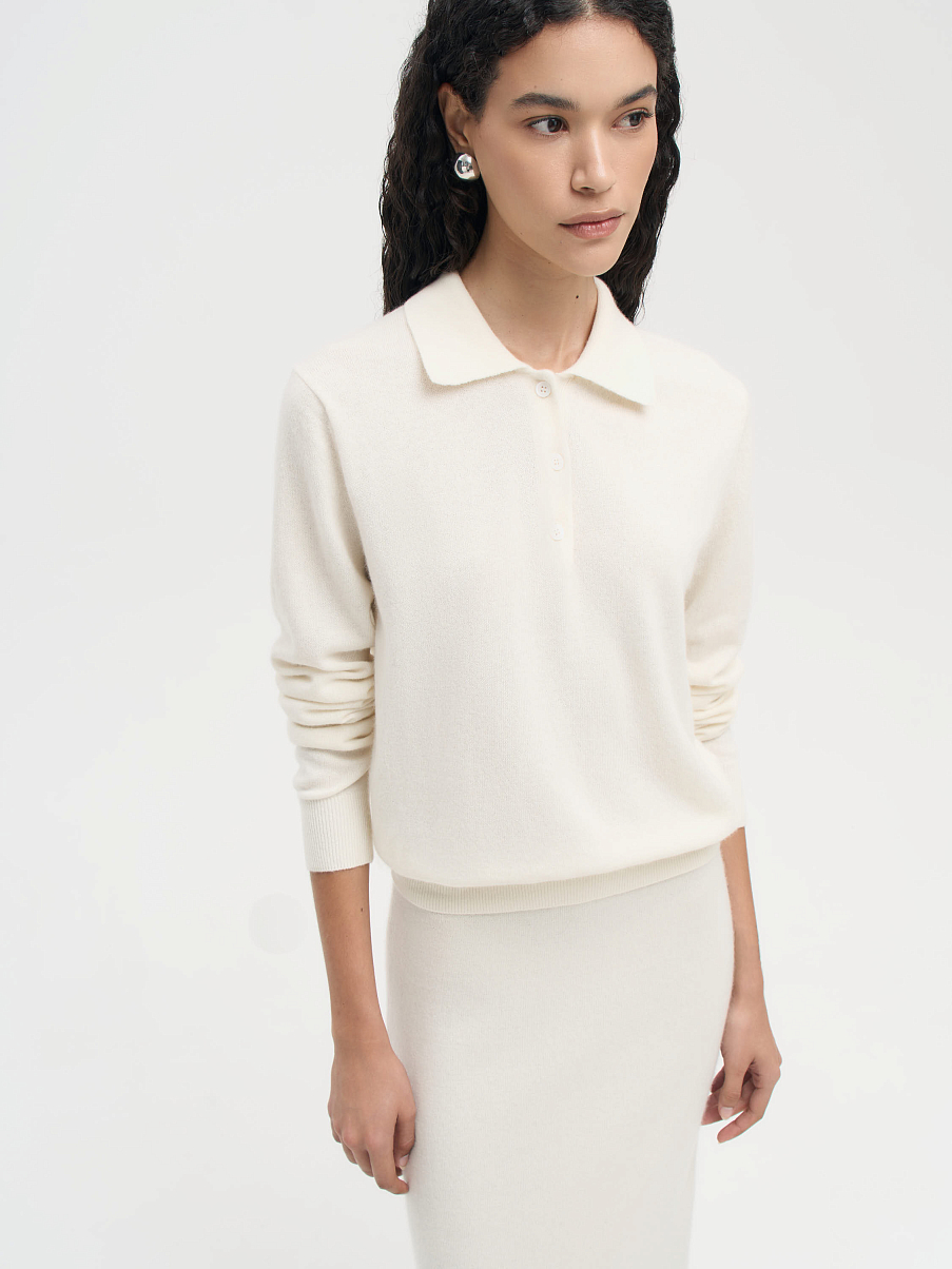 Джемпер-поло из шерсти с кашемиром