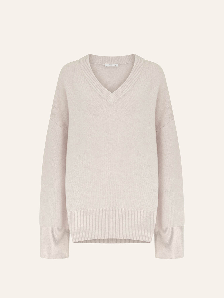 Джемпер с V-образным вырезом из мериноса и кашемира
