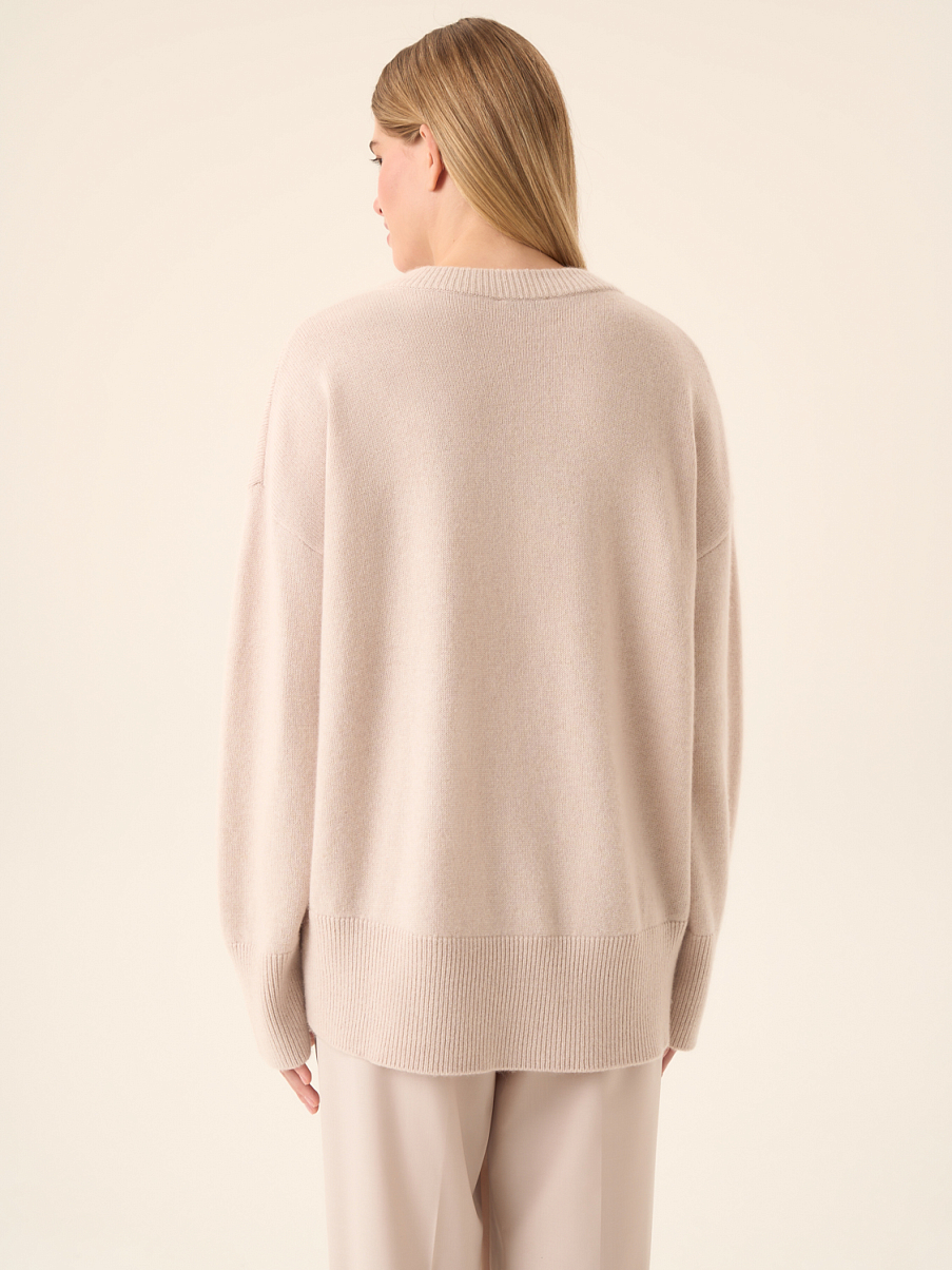 Джемпер с V-образным вырезом из мериноса и кашемира