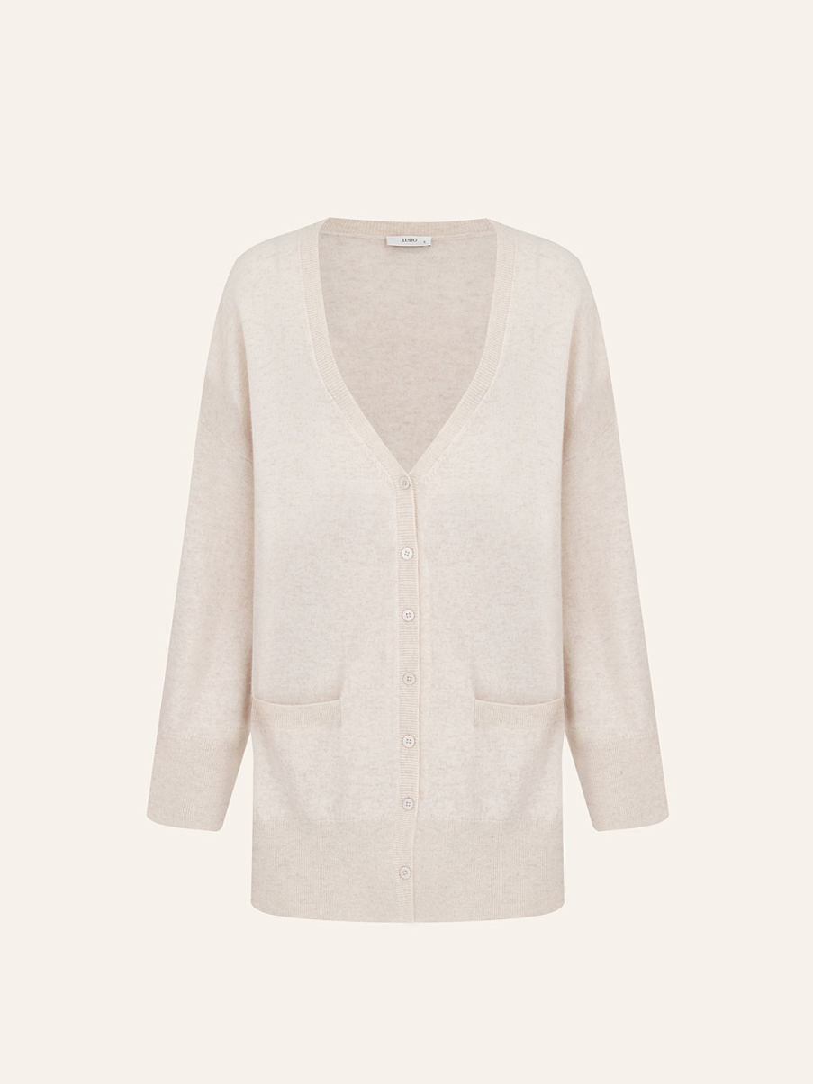 Кардиган свободного кроя с карманами