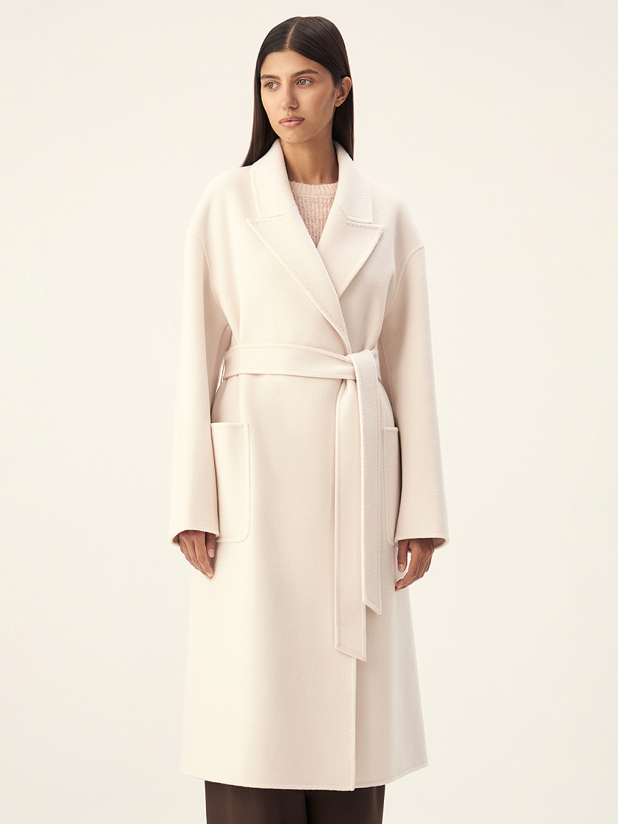 Пальто из мериноса и кашемира с поясом