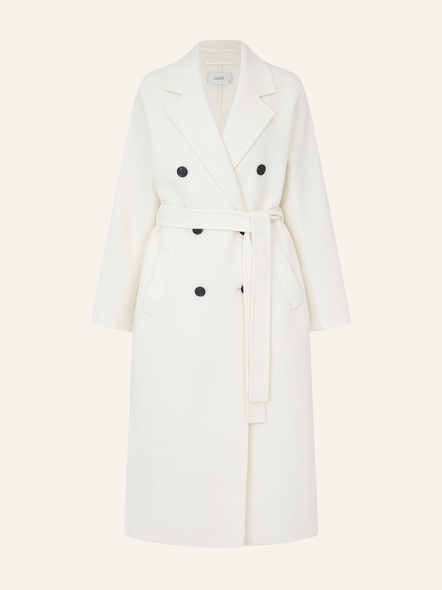 Двубортное пальто из шерсти мериноса и кашемира