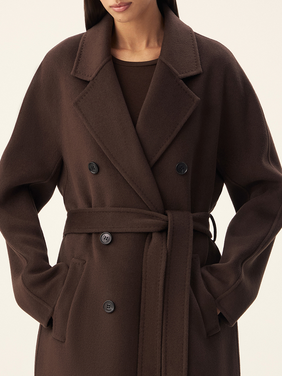 Двубортное пальто из шерсти мериноса и кашемира