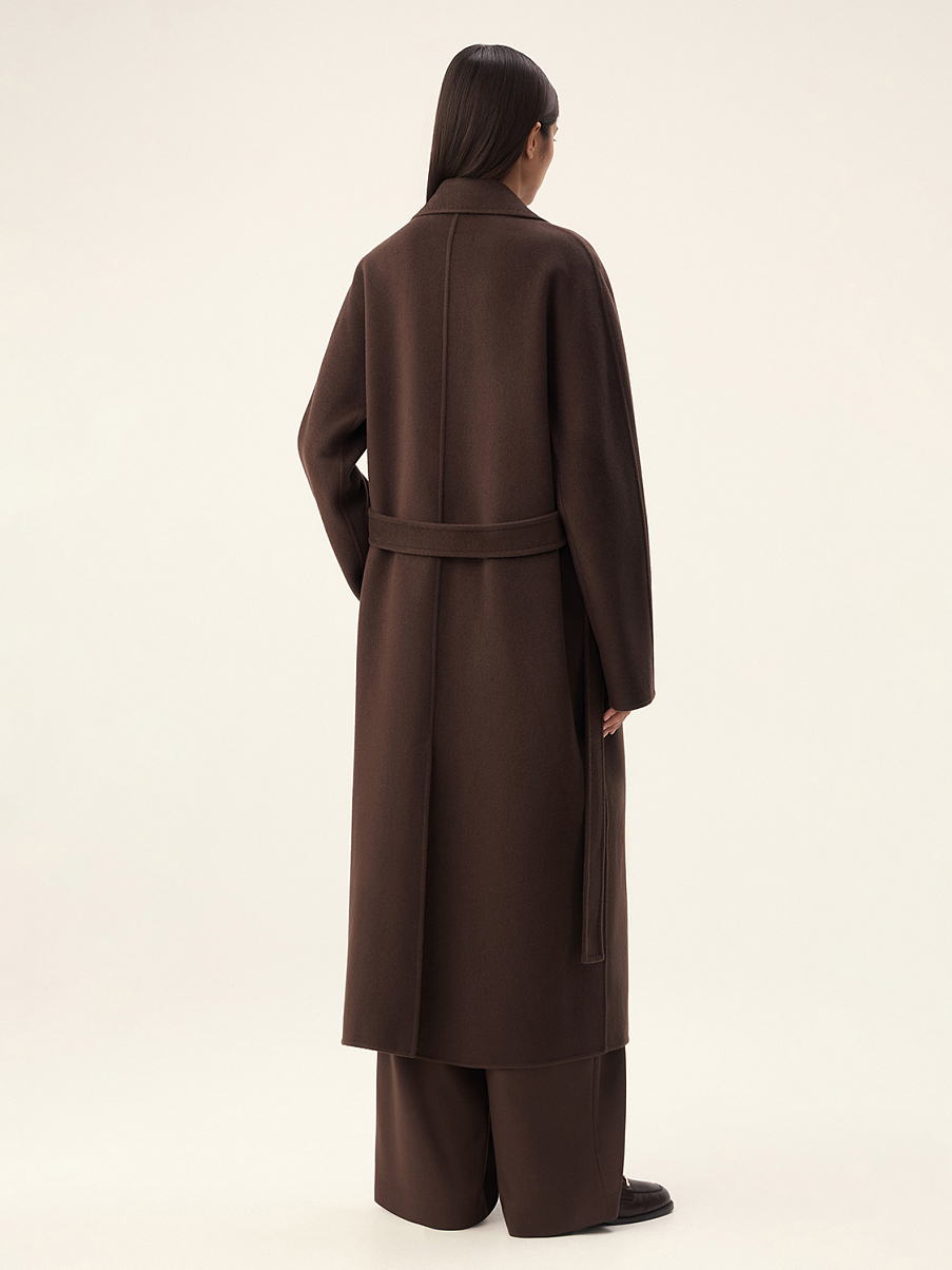Двубортное пальто из шерсти мериноса и кашемира
