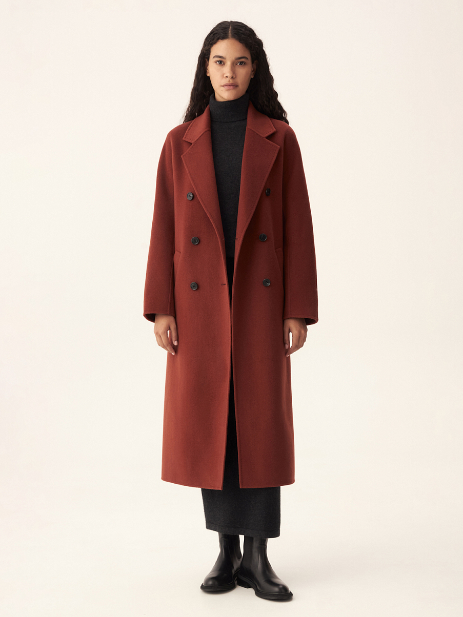 Двубортное пальто из шерсти мериноса и кашемира