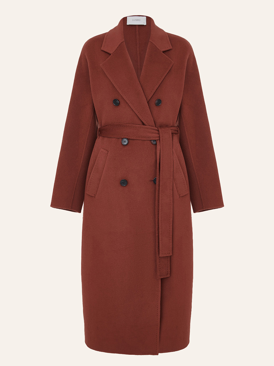 Двубортное пальто из шерсти мериноса и кашемира