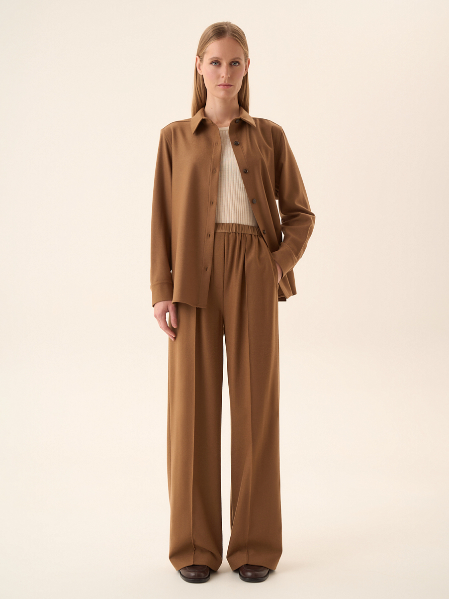 Брюки из шерсти с резинкой на поясе