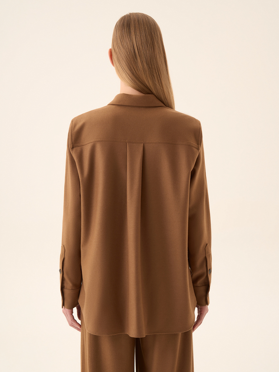 Рубашка свободного кроя из шерсти