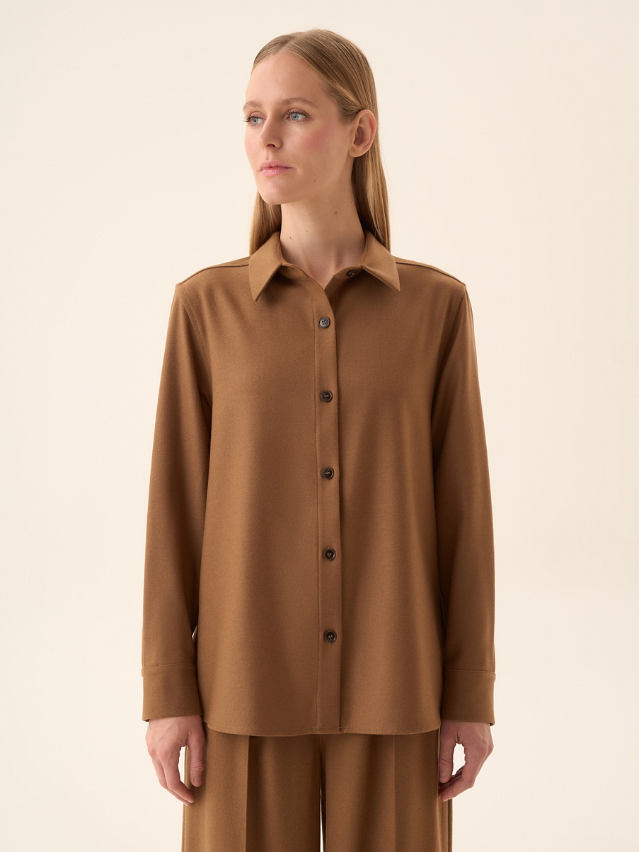 Рубашка свободного кроя из шерсти